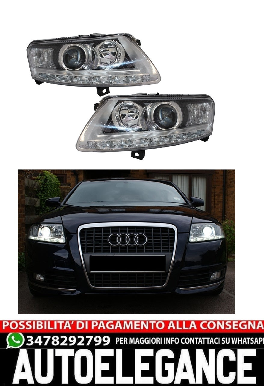 Xenon LED DRL headlights suitable for Audi A6 C6 4F (04.2004-2008) Chrome without AFS