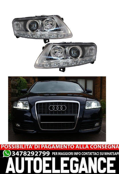 Xenon LED DRL headlights suitable for Audi A6 C6 4F (04.2004-2008) Chrome without AFS