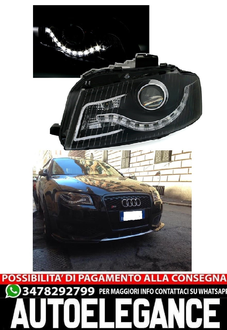 DAYLIGHT Headlights suitable for Audi A3 8P (05.2003-03.2008) DRL Black 