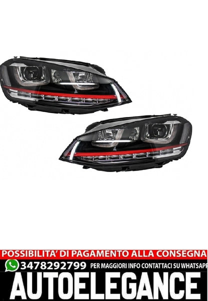 3D LED DRL Headlights fit for VW Golf 7 VII (2012-2017) RED R20 GTI Look LED Lights