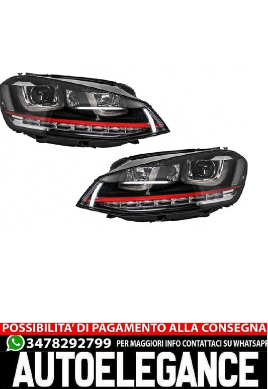 3D LED DRL Headlights fit for VW Golf 7 VII (2012-2017) RED R20 GTI Look LED Lights