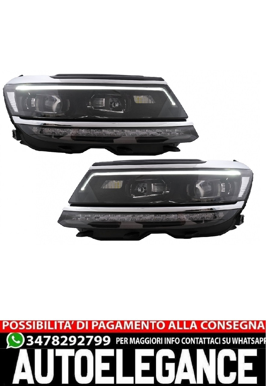 LED Headlights Suitable for VW Tiguan II Mk2 (2016-2019) R-Line Matrix Design Driving Lights