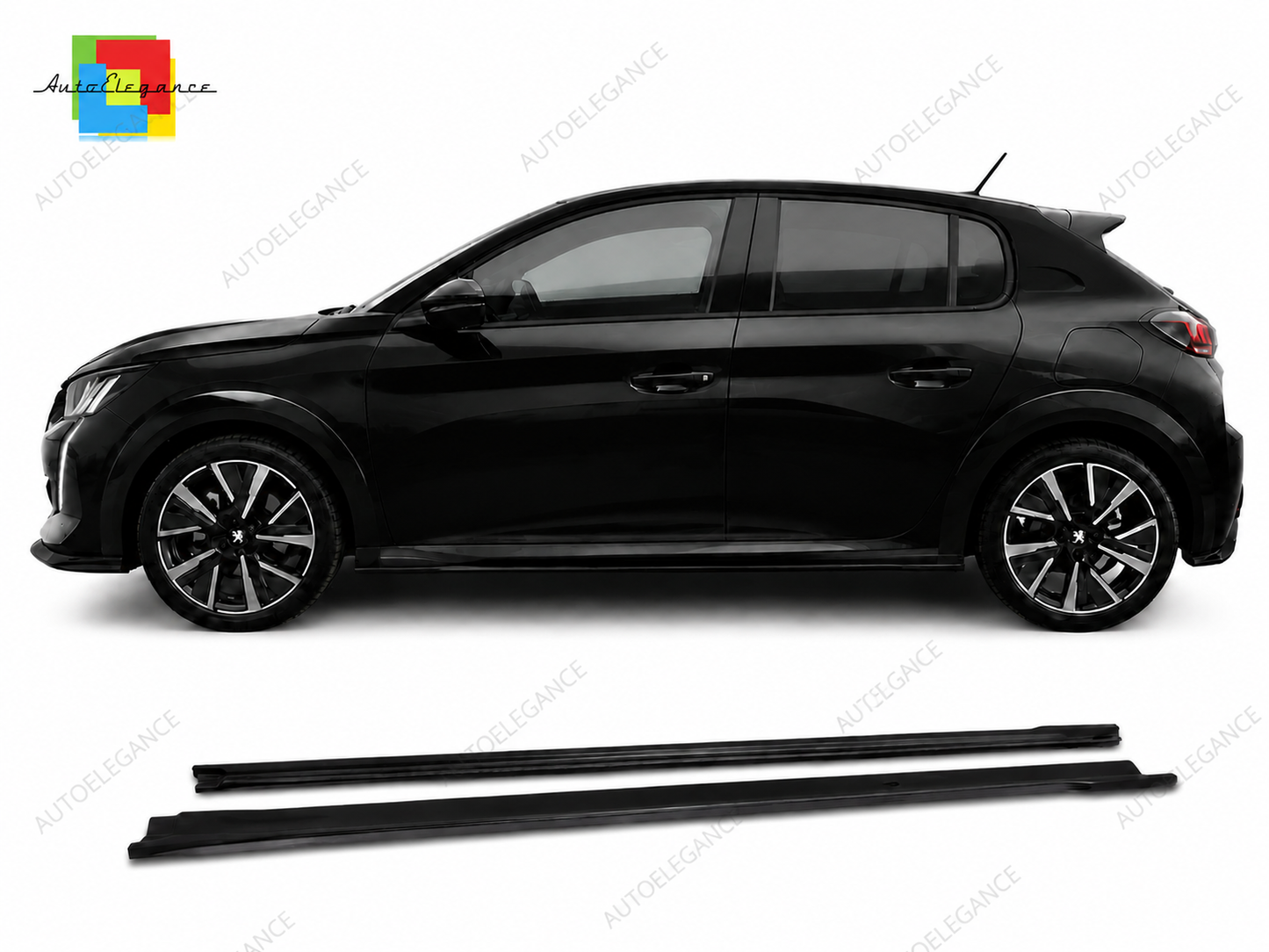 👉Minigonne Laterali V.2 per Peugeot 208 Mk2 (2019+) –ABS Nero Lucido👈