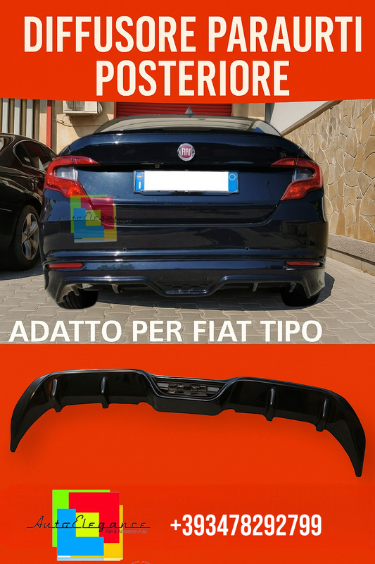 🔥1187 DIFFUSORE ADATTO PER FIAT TIPO BERLINA 2015+ LOOK SPORT GREZZO🔥