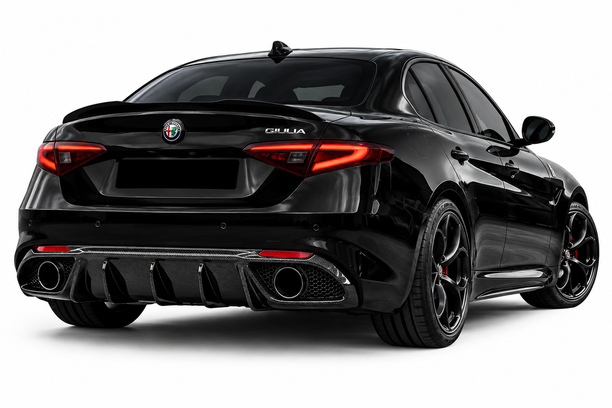 ART.10550 Diffusore Alfa Romeo Giulia look carbonio + TERMINALI NERI