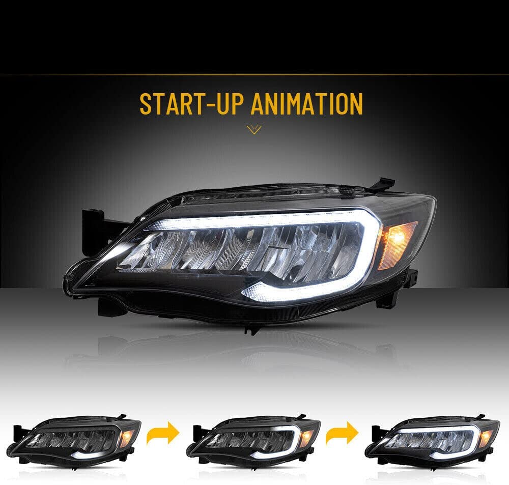 LED Headlights for Subaru WRX STI 2008-2014 with Animation and LED DRL 