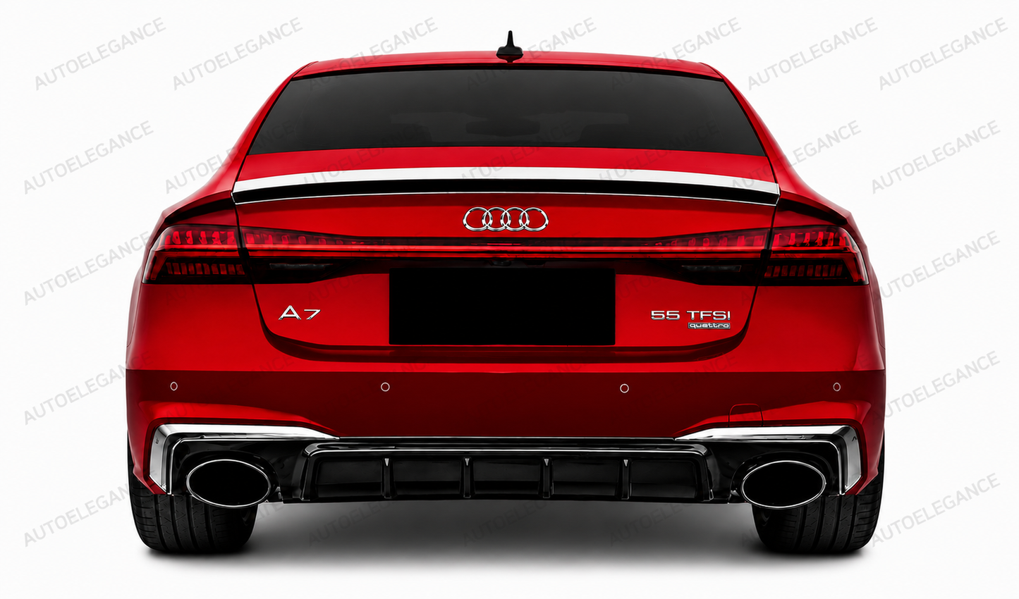 💫ART.10226 DIFFUSORE + TERMINALI PER AUDI A7 18-23 LOOK RS7 NERO LUCIDO CROMATO💫