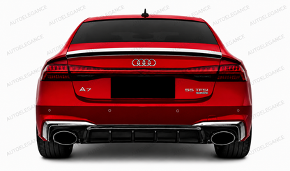 💫ART.10226 DIFFUSORE + TERMINALI PER AUDI A7 18-23 LOOK RS7 NERO LUCIDO CROMATO💫