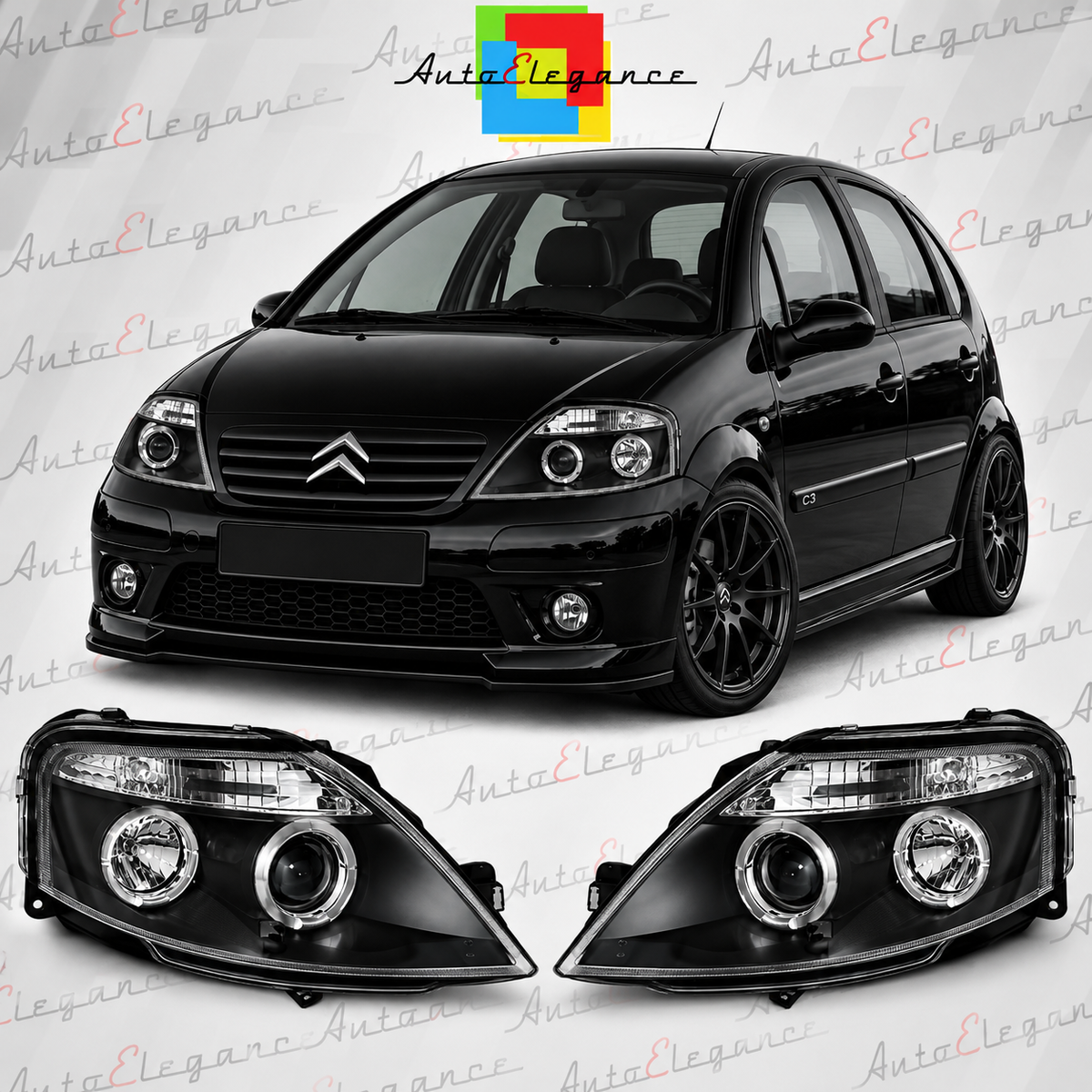 ART.10698 FARI ANTERIORI ADATTO  PER CITROEN C3 03.02-09  NERO
