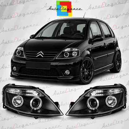 ART.10698 FARI ANTERIORI ADATTO  PER CITROEN C3 03.02-09  NERO