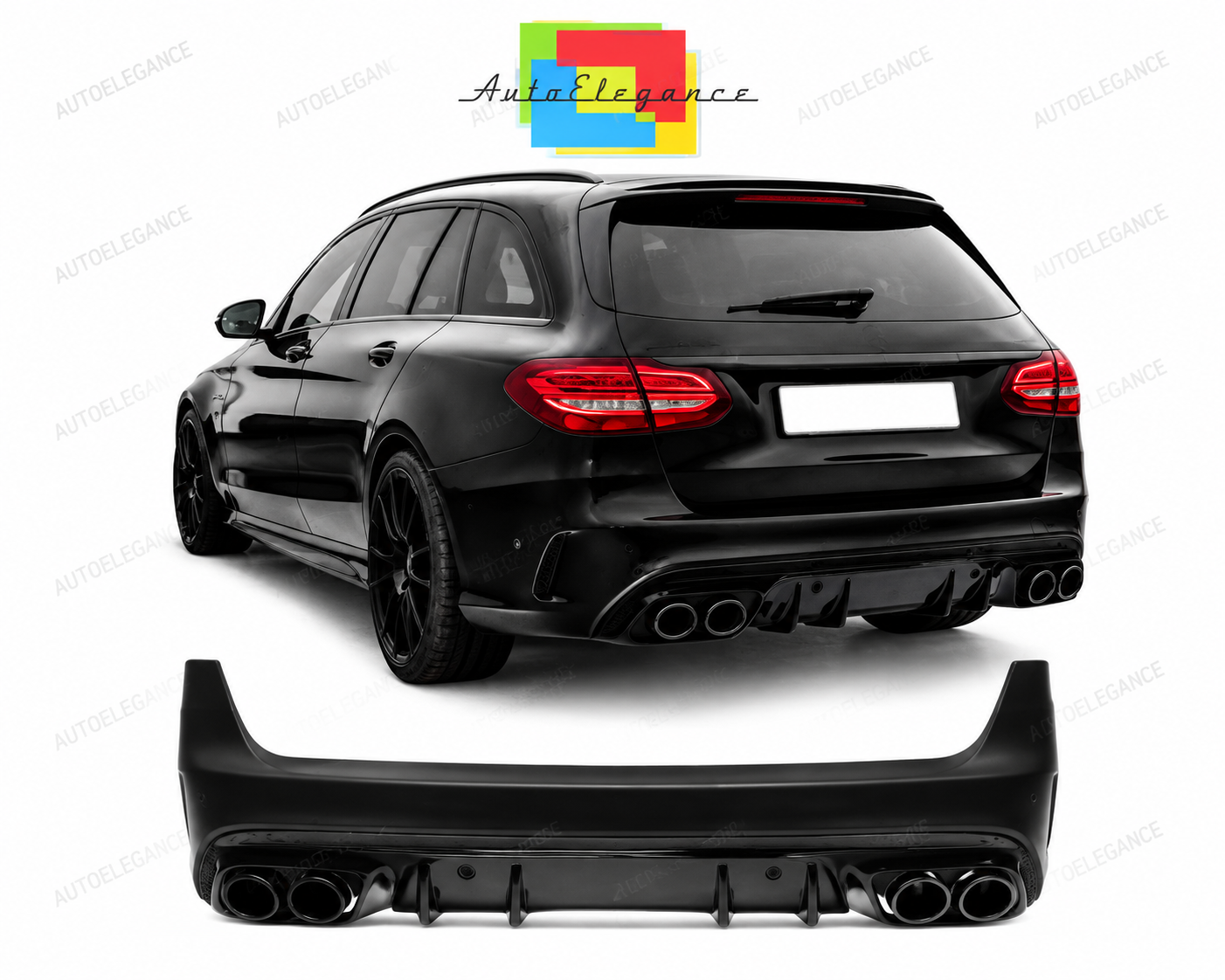 💕PARAURTI POSTERIORE MERCEDES CLASSE C W205 5P 19- LOOK AMG C43 PDC💕