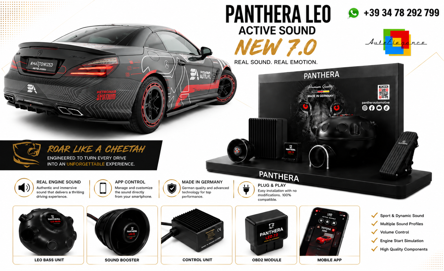 💕ART.2672 PANTHERA Soundsystem Booster 7.0-Mercedes-Benz SL 63 AMG R231💕