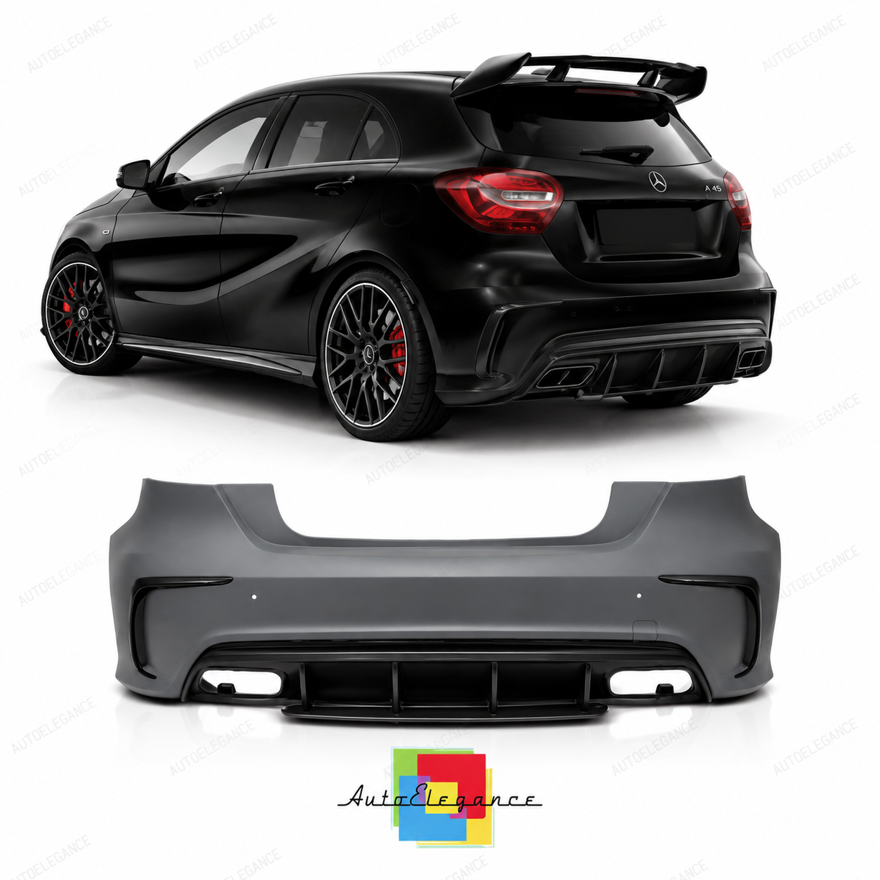 💕PARAURTI POSTERIORE MERCEDES CLASSE A W176 15-18 LOOK AMG A45💕