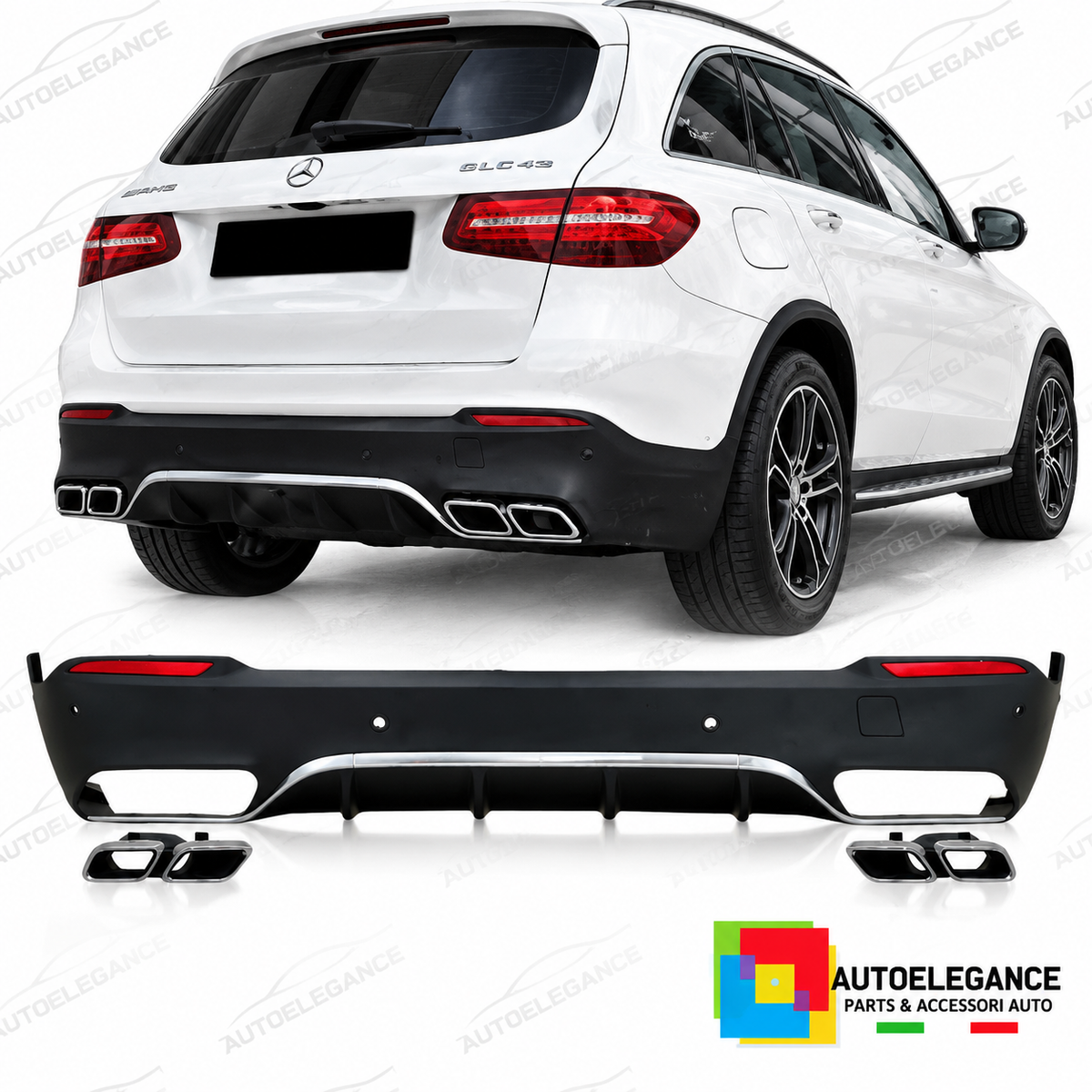 DIFFUSORE ADATTO PER MERCEDES GLC X253 SUV 15-18 LOOK AMG GLC63 TERMINALI