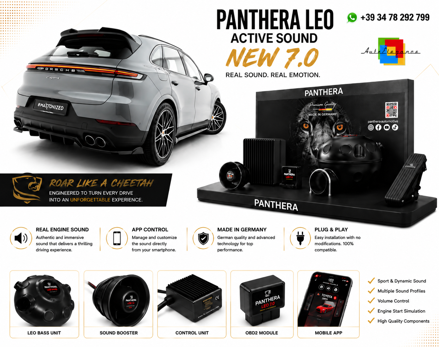 💕ART.2672 PANTHERA Soundsystem Booster 7.0 - Porsche Cayenne SUV / Coupe Mk3 💕