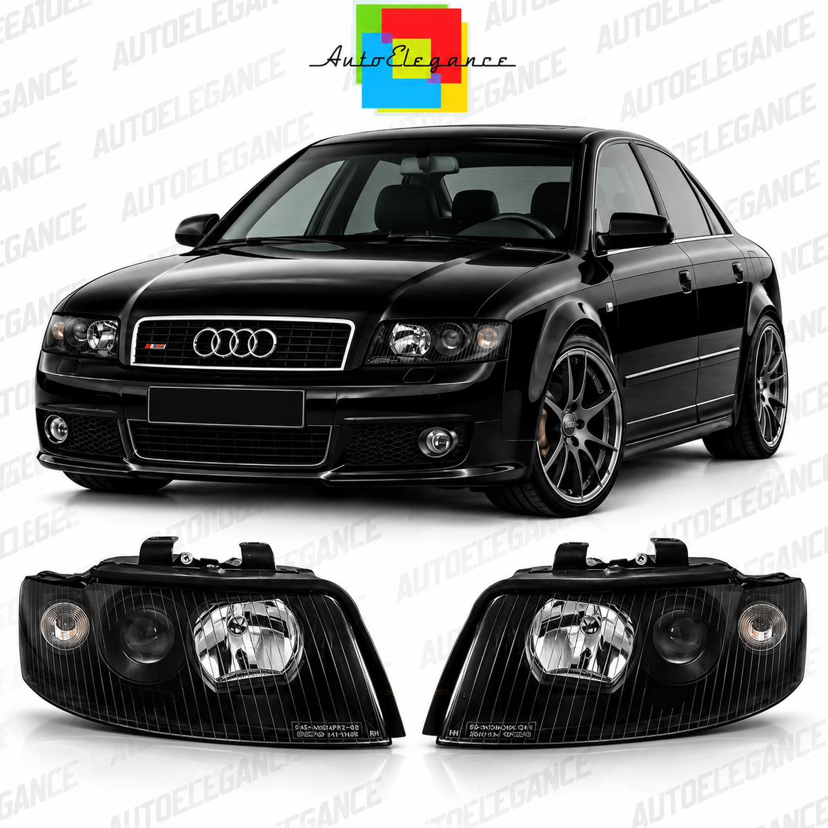 💕ART.7421 FARI ANTERIORI NERI ADATTO PER AUDI A4 B6 10.00-10.04💕