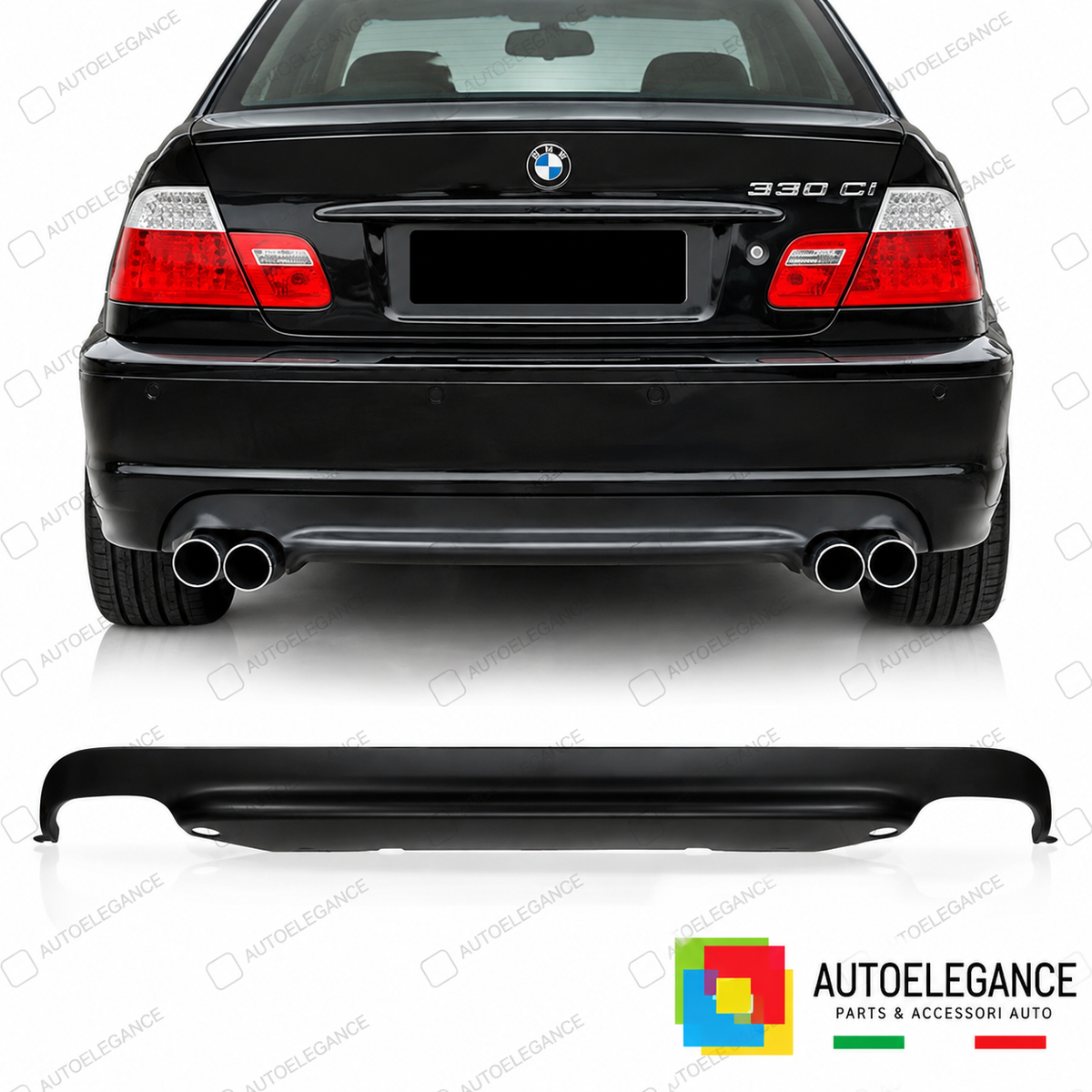 DIFFUSORE ADATTO PER BMW E46 LOOK M M3 USCITE DOPPIE