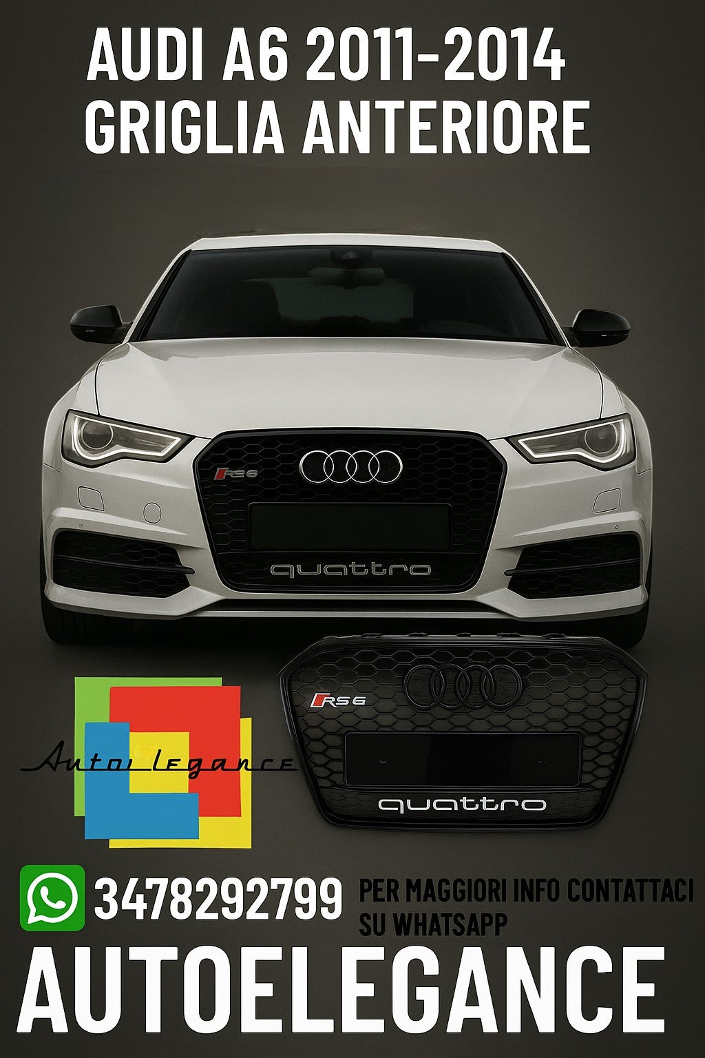 🔥GRIGLIA ANTERIORE ADATTO PER AUDI A6 / RS6 C7 2011-2014 AVANT 🔥