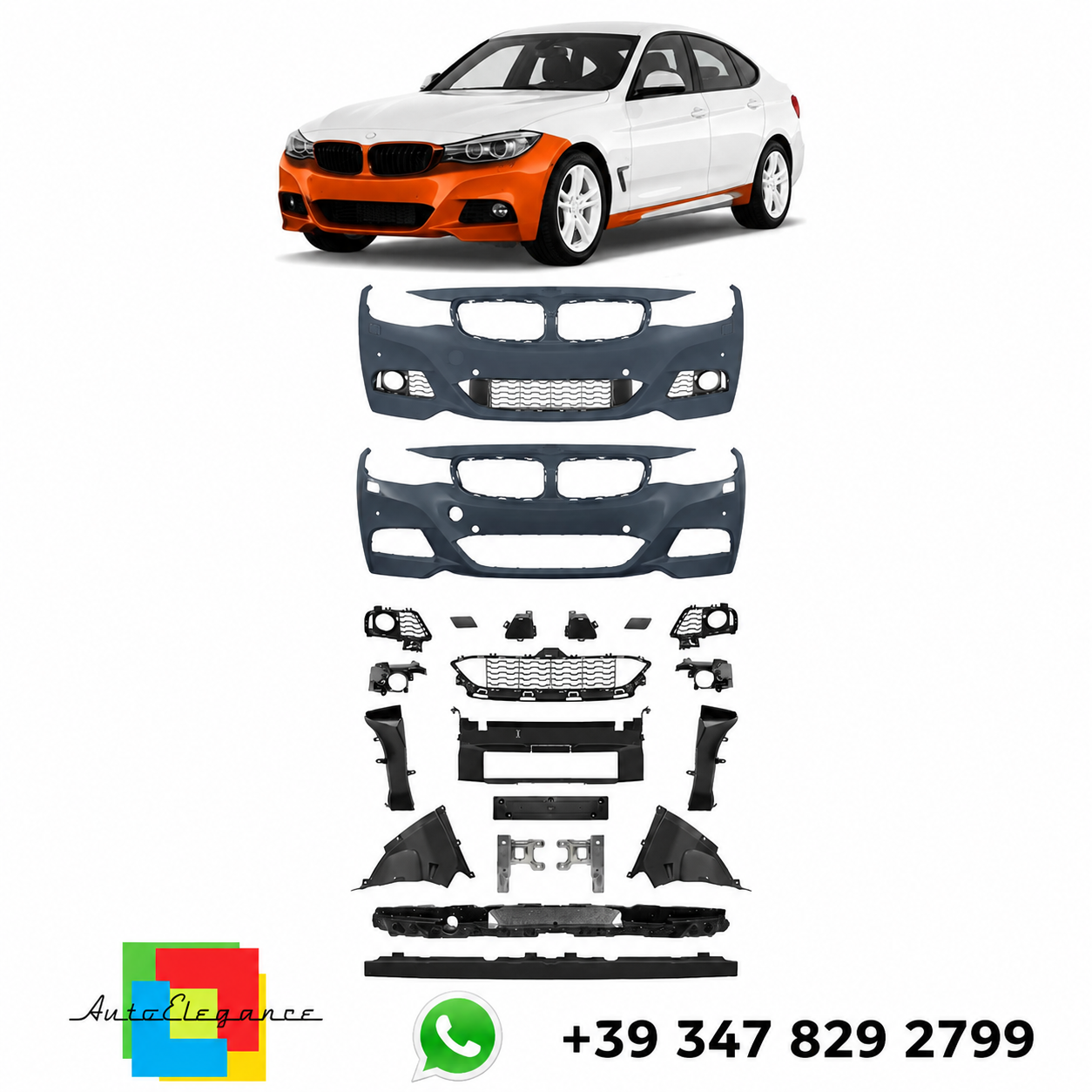 👉Paraurti anteriore PDC SRA adatto per BMW 3 (F34) Gran Turismo 2012-2018👈