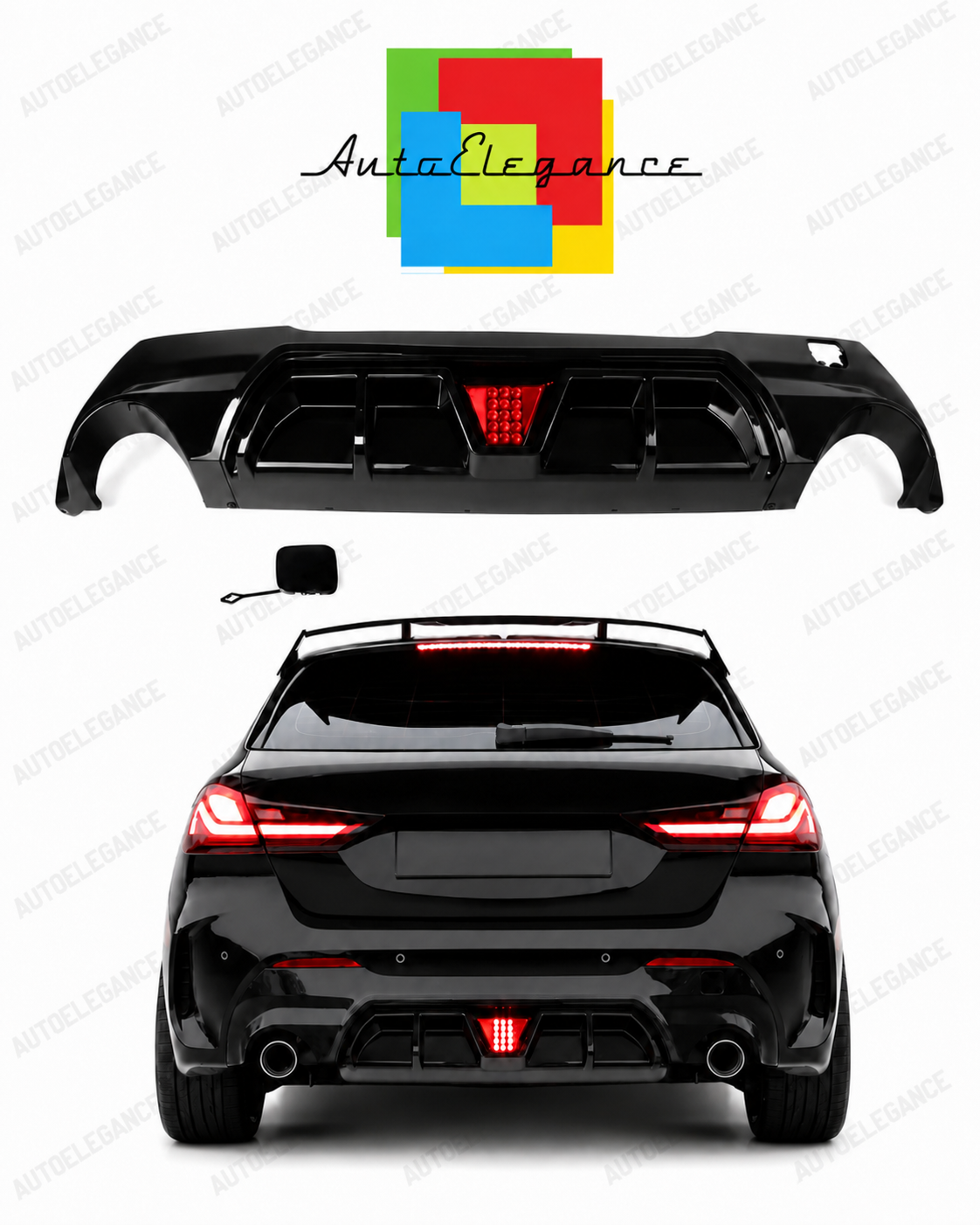 👉ART.10431 Diffusore Terzo Stop a LED Nero Lucido - BMW Serie 1 F40 19-24 M Sport👈