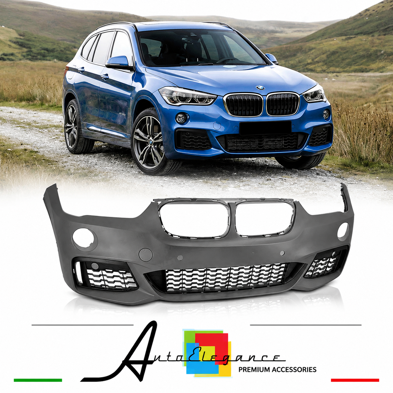 PARAURTI ANTERIORE BMW X1 F48 15-19 LOOK M PDC
