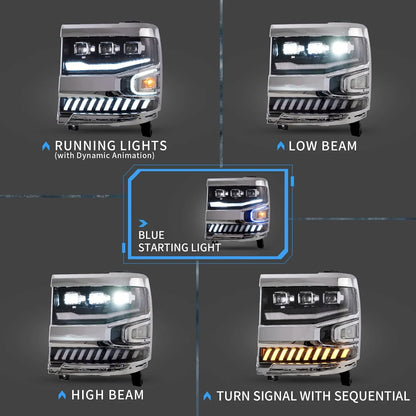 Fari a LED Projector per Chevy Silverado 1500 2016-2019 (non adatti ai modelli LED di fabbrica)