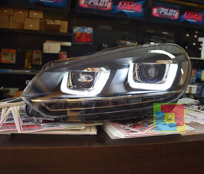 😍FANALI ANTERIORI LUCI DIURNE ADATTI PER VW Golf 6 08-12 Trasparente/Nero😍