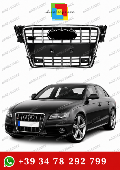 ART.0632 GRIGLIA ANTERIORE AUDI A4 B8 08-12 AVANT BERLINA CALANDRA S4 NERA BORDO CROMATO