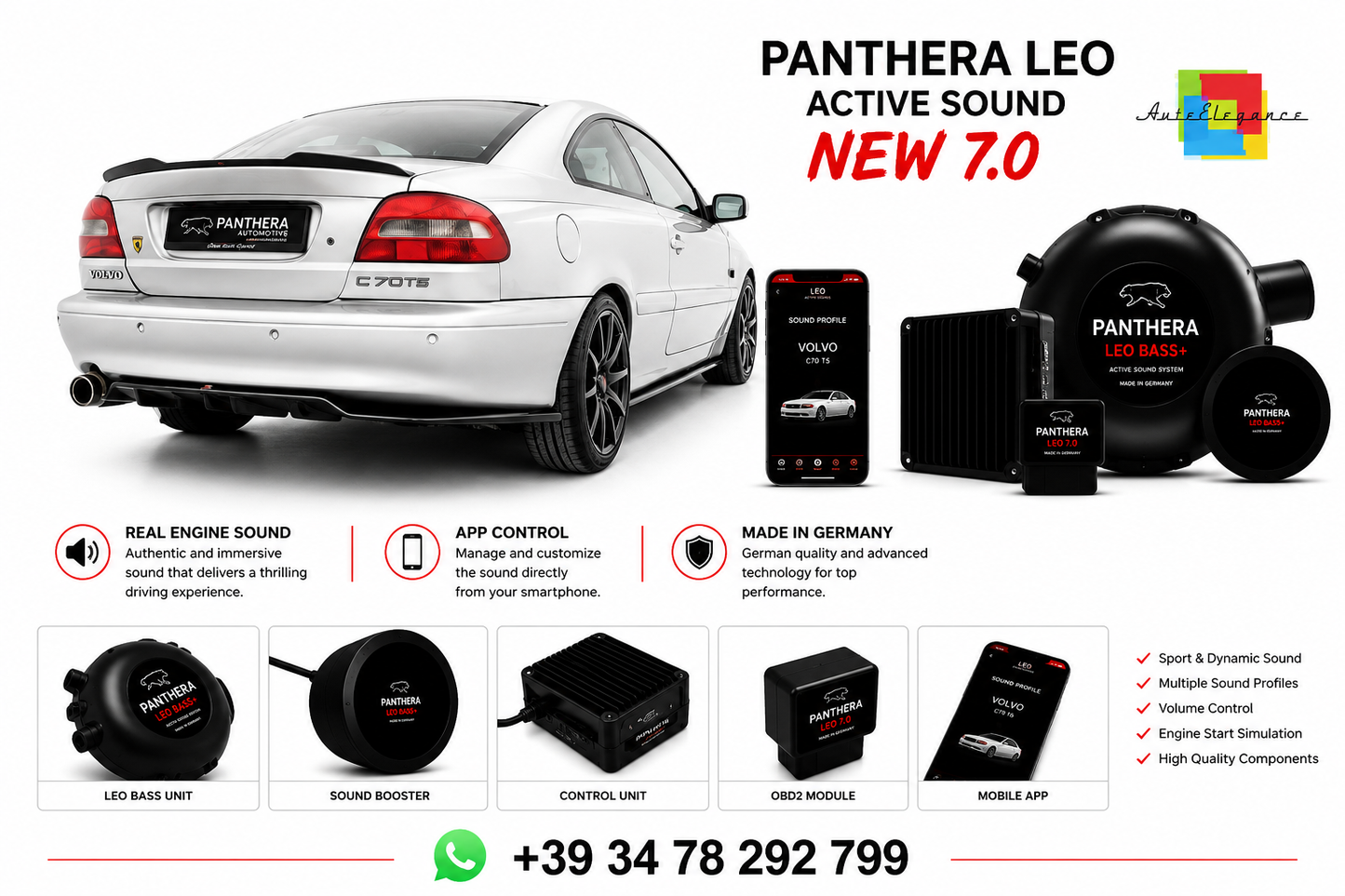 💕 ART.2672 PANTHERA Soundsystem Booster 7.0 -Volvo C70 Mk1💕