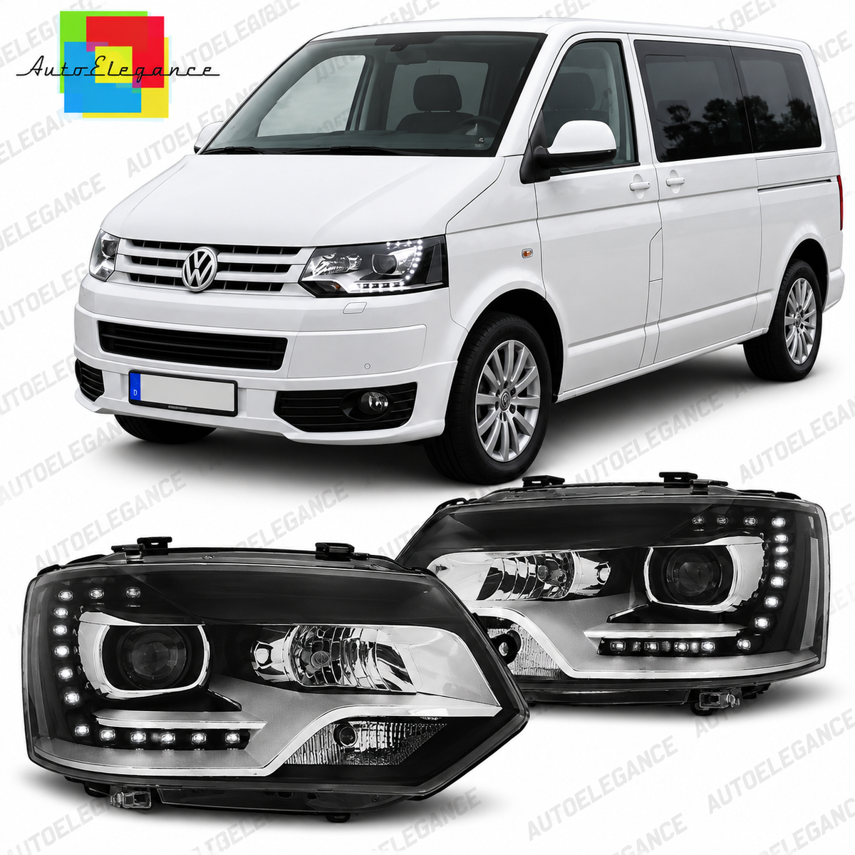 ART.5988  FARI ANTERIORI ADATTO PER  VW T5 10-15 NERO