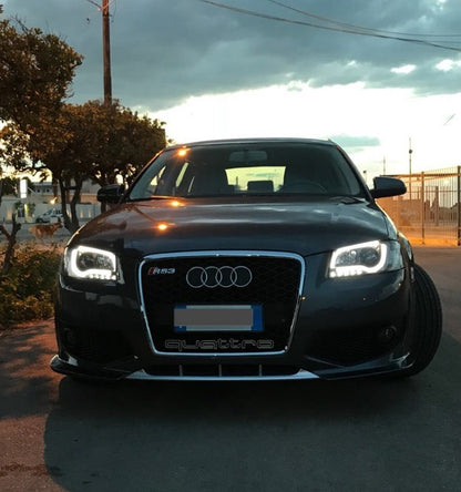 💎PARAURTI ANTERIORE ADATTO PER AUDI A3 8P 03-08 NERO CROMO LOOK RS3💎