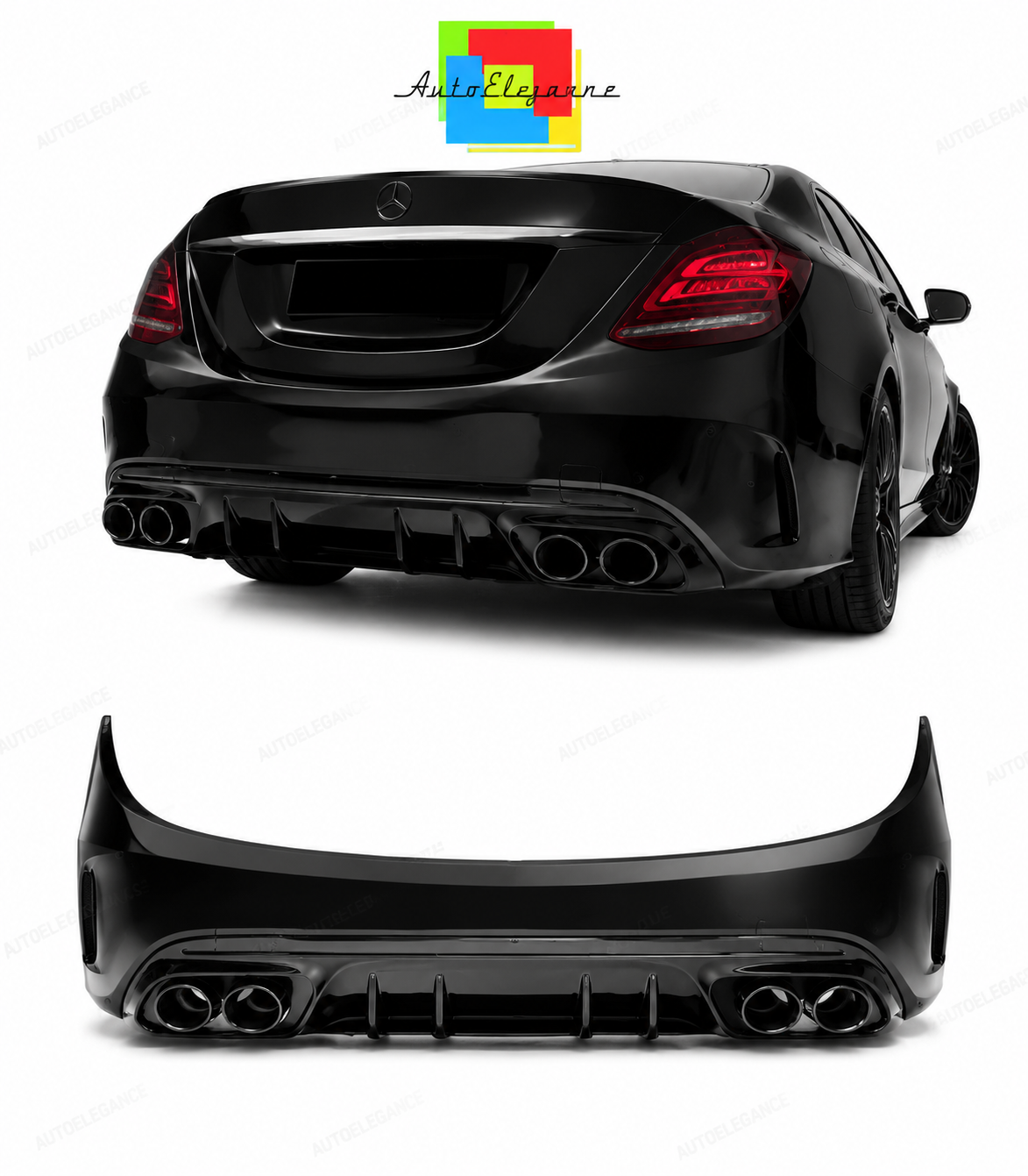 💕PARAURTI POSTERIORE MERCEDES CLASSE C W205 18-21 LOOK AMG C43 ABS💕