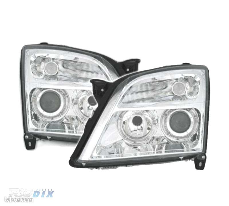 💫ART.6146 FARI ANTERIORI per OPEL VECTRA C 2002-2005 OCCHI D'ANGELO CROMATI💫