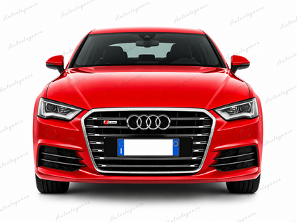 🔥ART.0597 GRIGLIA ADATTO PER  AUDI A3 8V 12-6 LOOK S3 NERA PROFILI CROMATI🔥