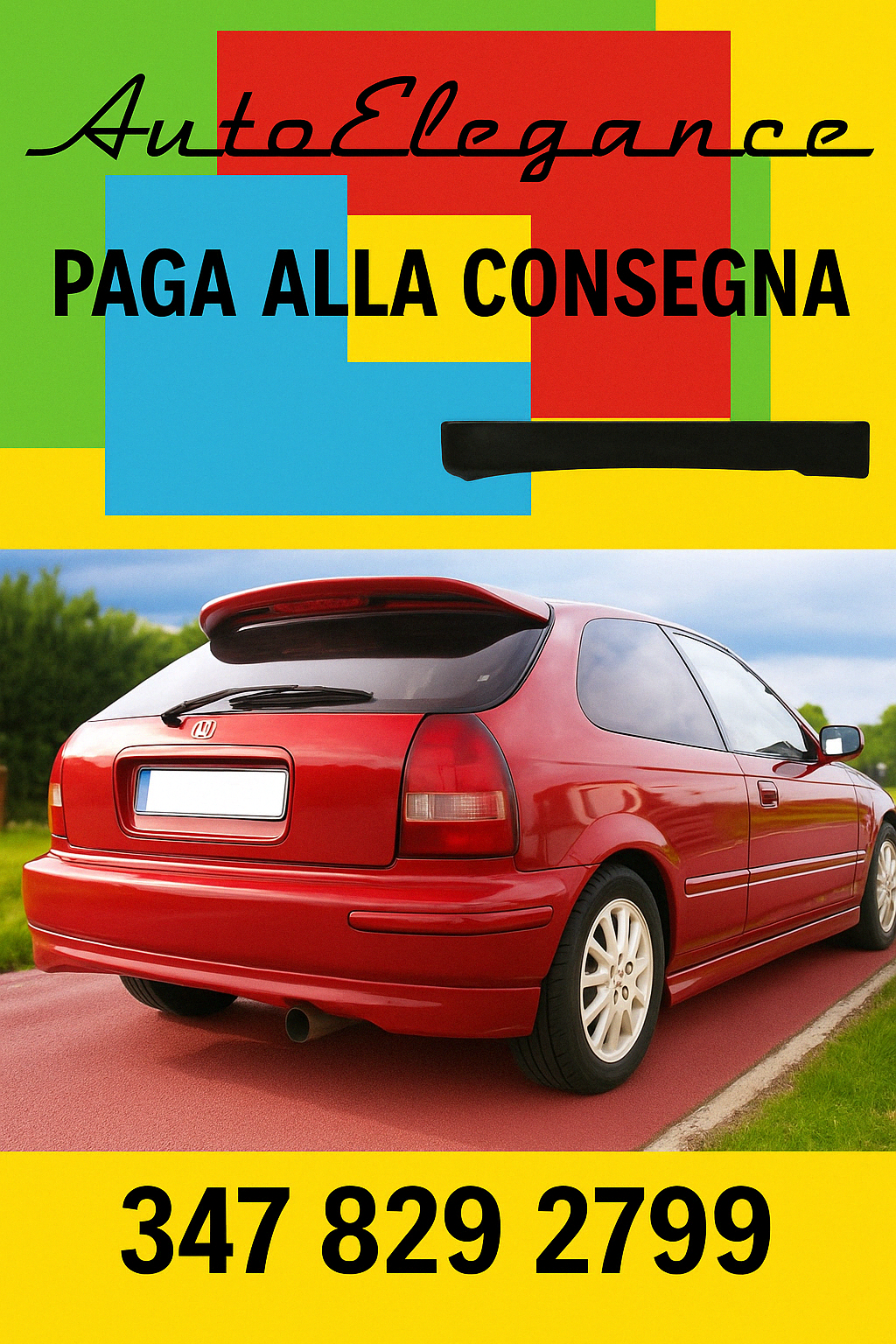 ✌️😎SPLITTER POSTERIORE adatto per HONDA Civic 1995-1999 😎✌️