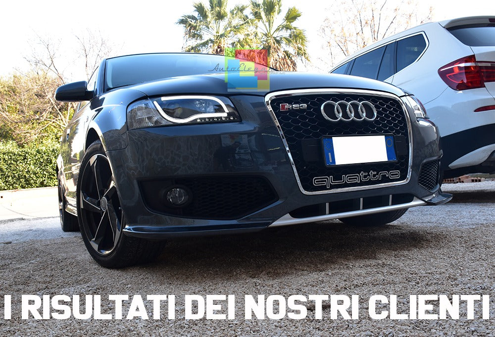 💎PARAURTI ANTERIORE ADATTO PER AUDI A3 8P 03-08 NERO CROMO LOOK RS3💎