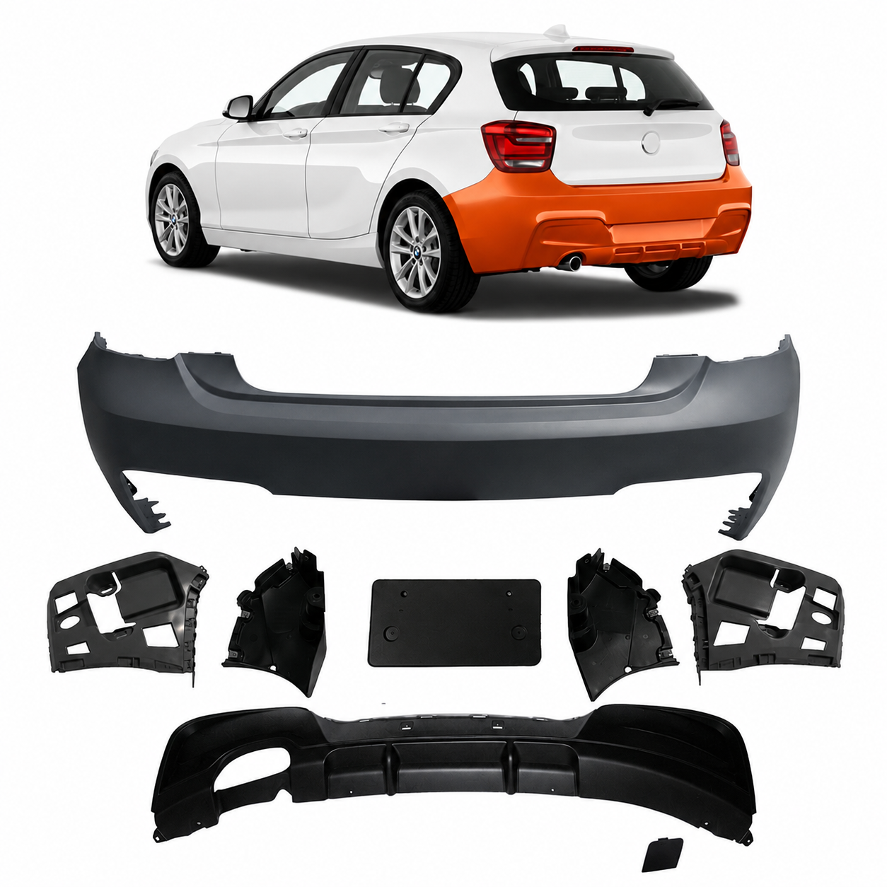 👉Paraurti posteriore e diffusore adatti per BMWSerie1 F20 F21 Hatchback 11-15👈