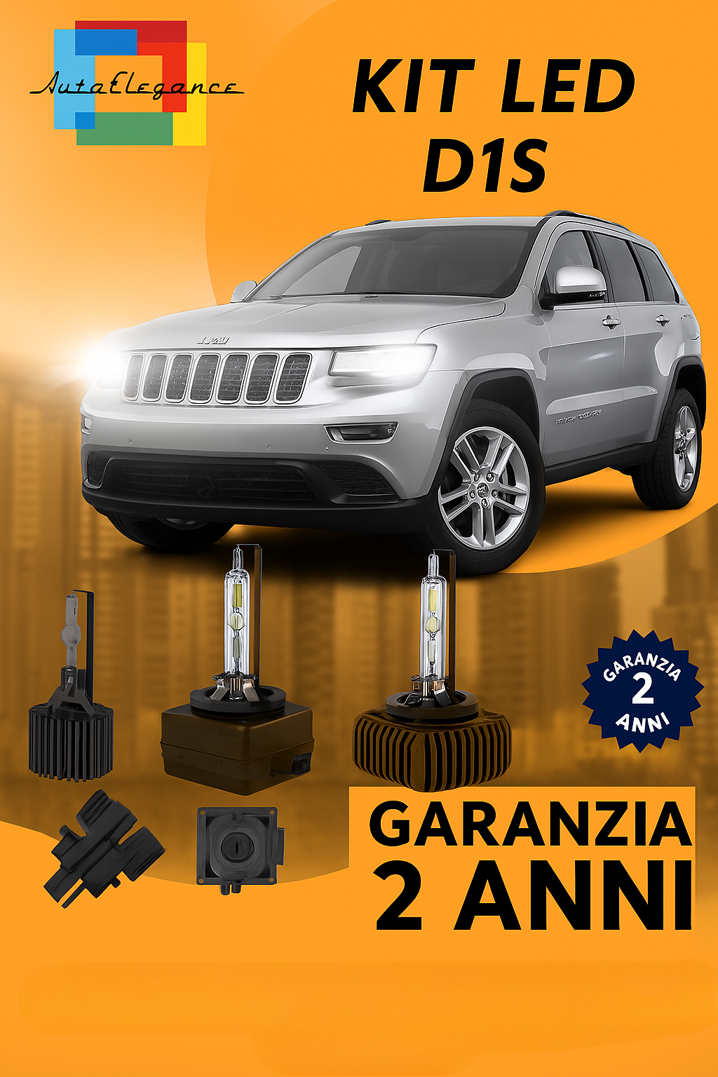 ❤️ KIT LED D1S 6000K BIANCO GHIACCIO ANABBAGLIANTI PER  JEEP GRAND CHEROKEE IV❤️
