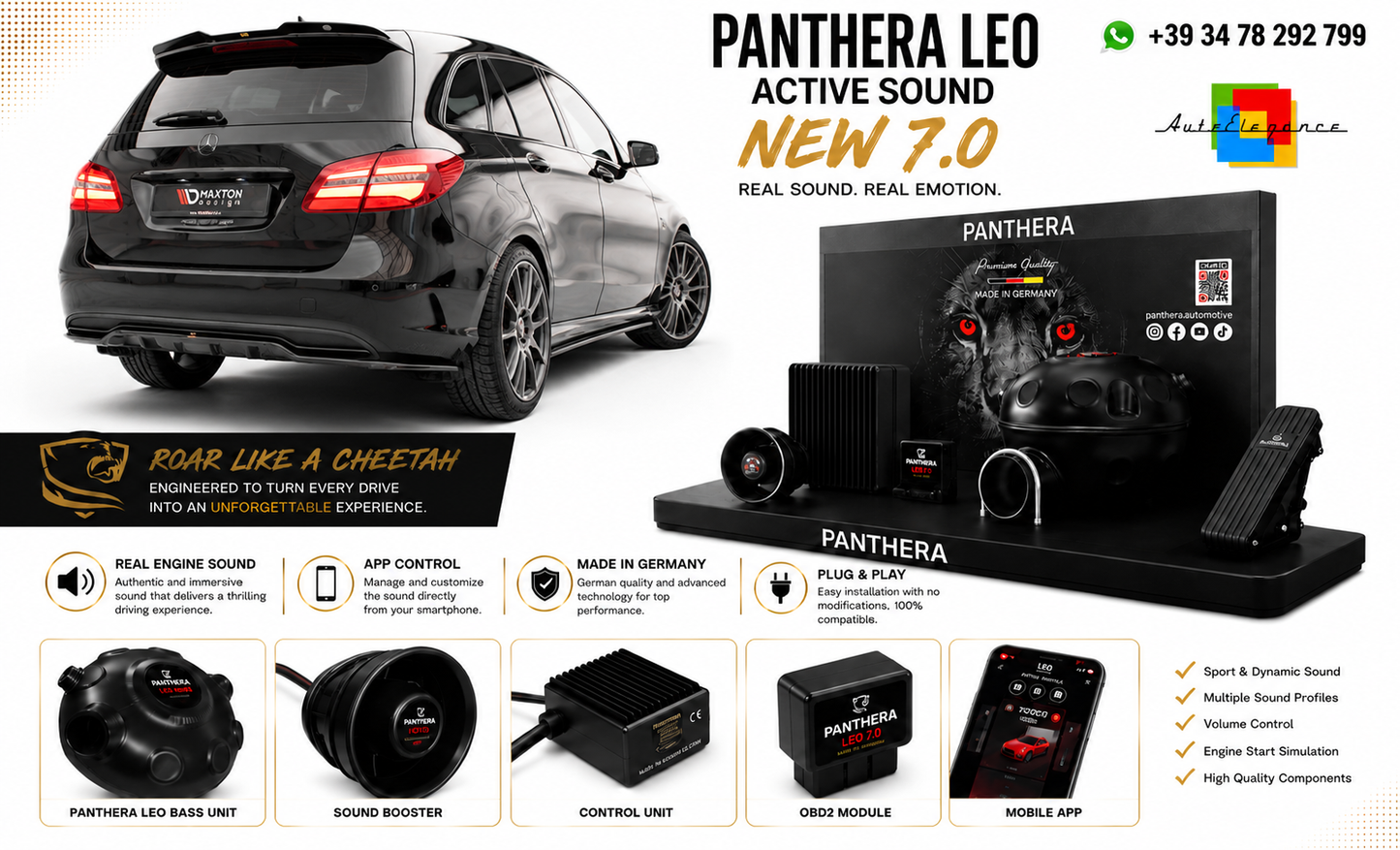 💕ART.2672 PANTHERA Soundsystem Booster 7.0 -Mercedes-Benz B W246 💕