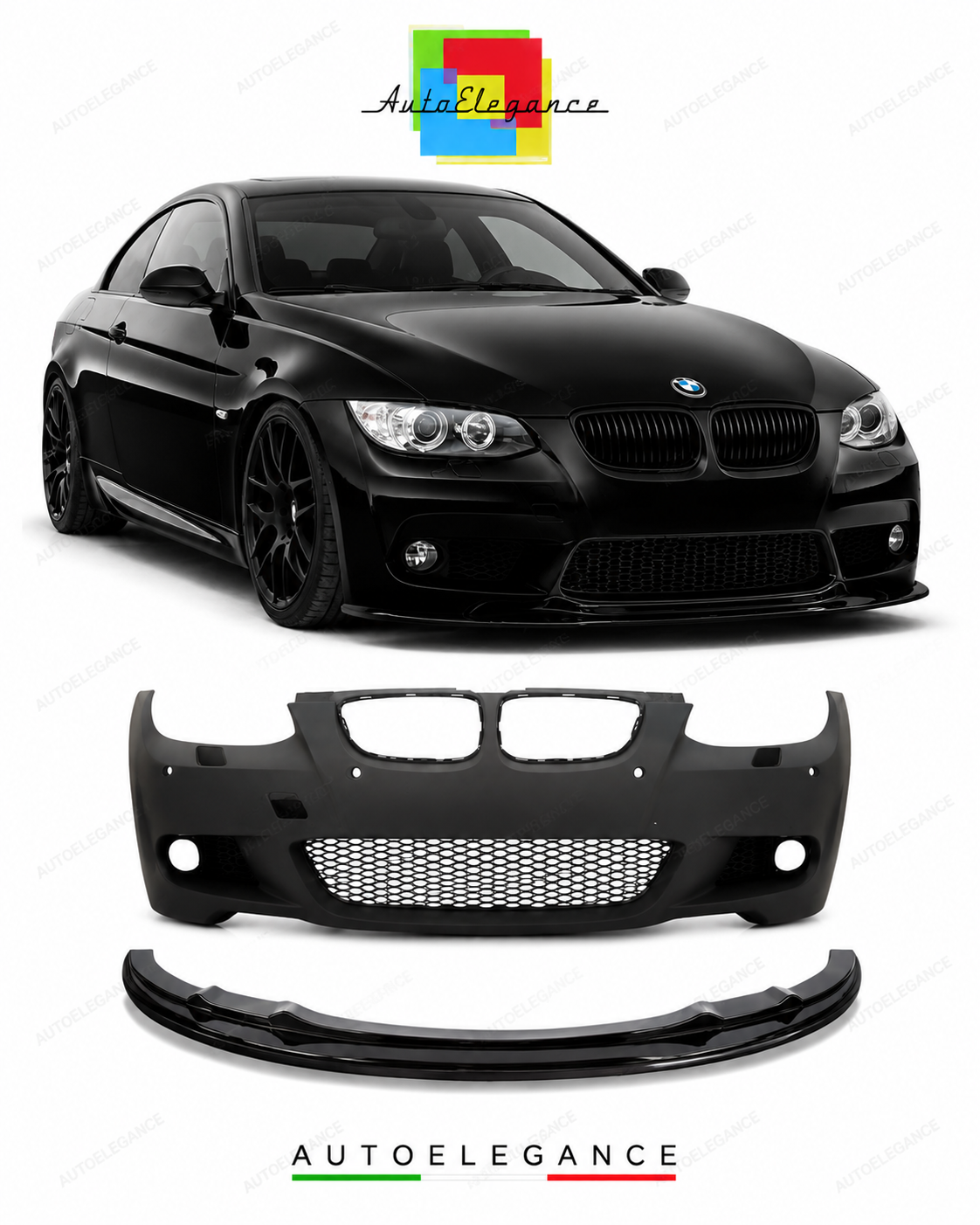 💕PARAURTI ANTERIORE BMW E92 E93 06-10 LOOK M PDC SRA + LIP ANTERIORE💕