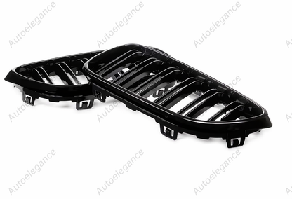 🔥GRIGLIA ANTERIORE A DOPPIO RENE PER BMW  2 F22 F23 F87 M2 NERO LUCIDO 14-18🔥