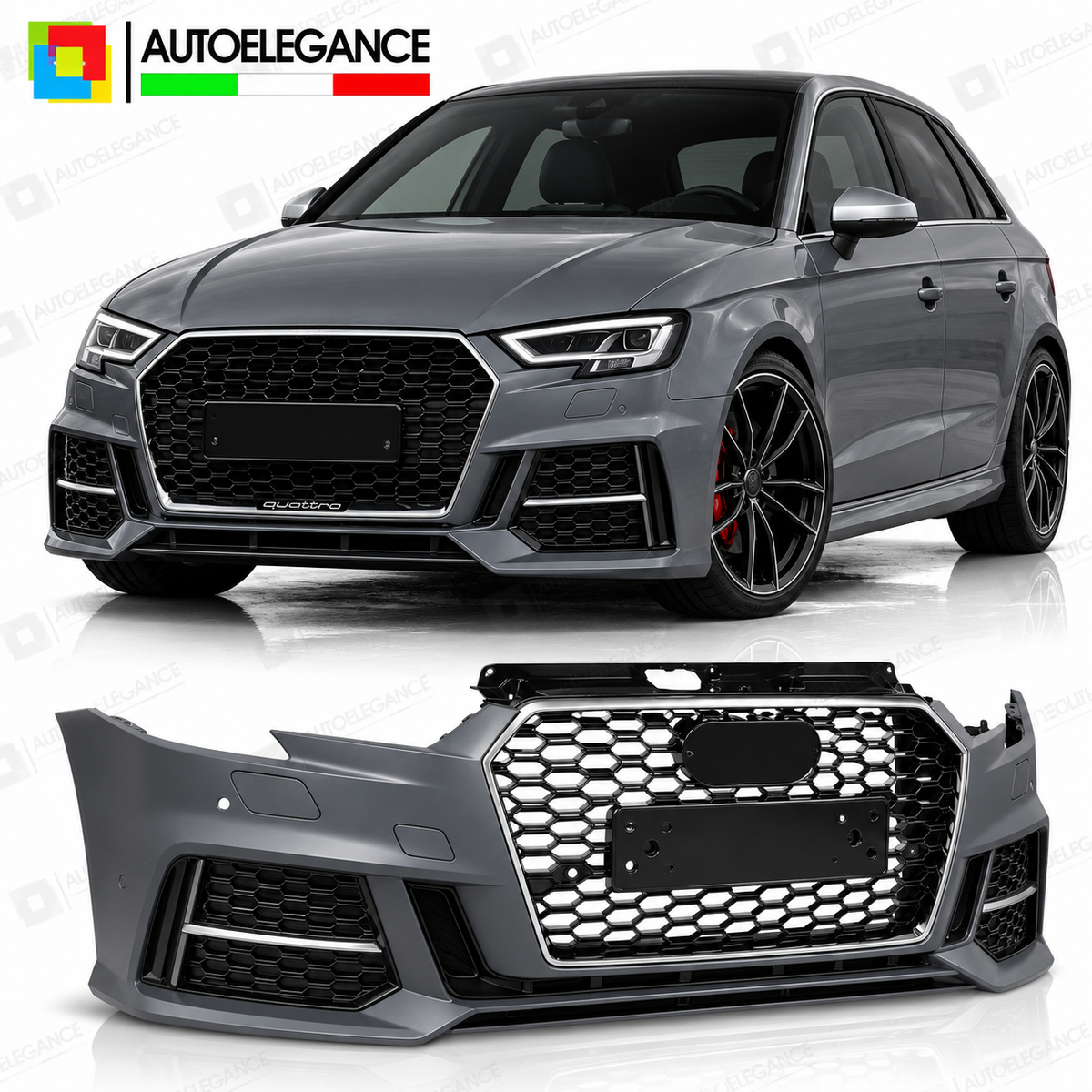 PARAURTI ANTERIORE SPORT STILE S PDC compatibile con AUDI A3 8V 17-20