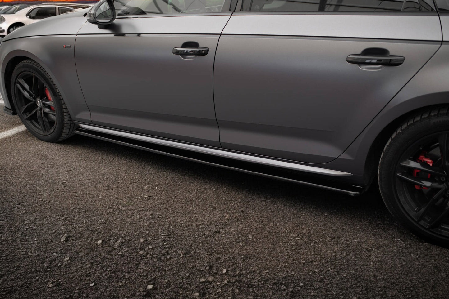 0475🔥Coppia minigonne laterali sline Adatto Per Audi a4 b9 nero lucido 15-19🔥
