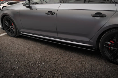 0475🔥Coppia minigonne laterali sline Adatto Per Audi a4 b9 nero lucido 15-19🔥