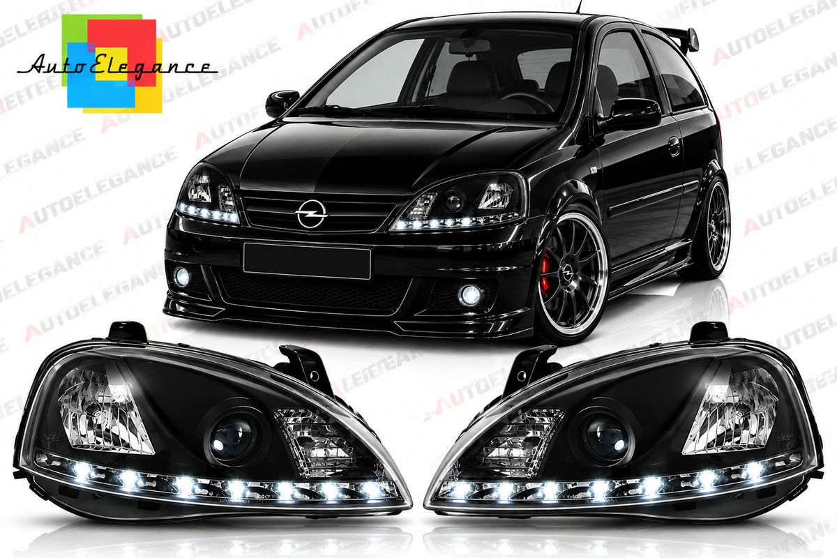 ART.11043 FARI ANTERIORI ADATTO PER OPEL CORSA C 11.00-09.06 LED NERO