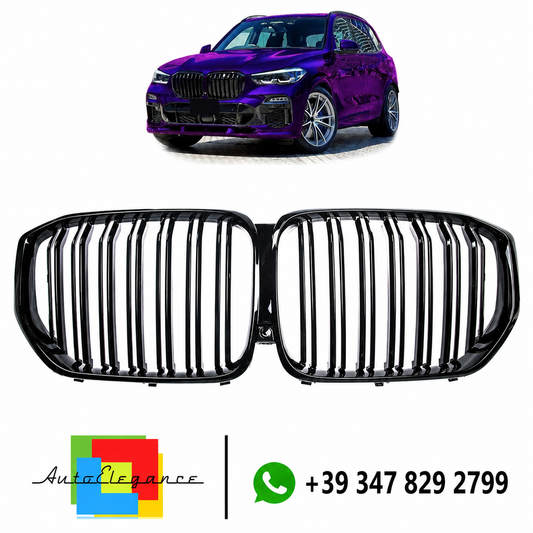 👉Griglia anteriore lucida nera a doppia linea, adatta per BMW X5 G05 18-23👈