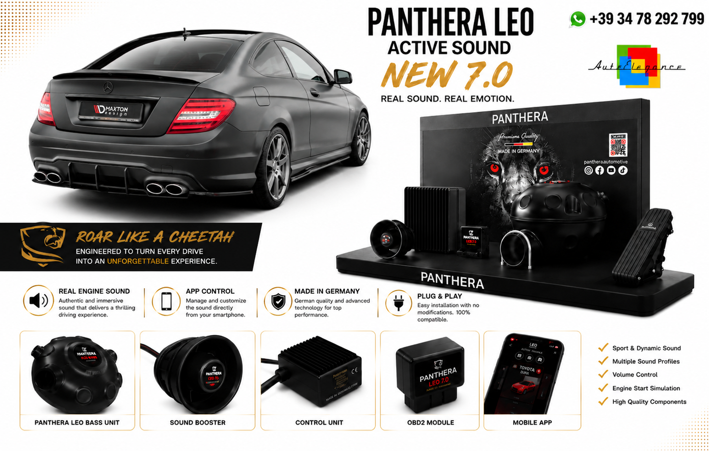 💕ART.2672 PANTHERA Soundsystem Booster 7.0 Mercedes-Benz C Coupe / Sedan C204💕