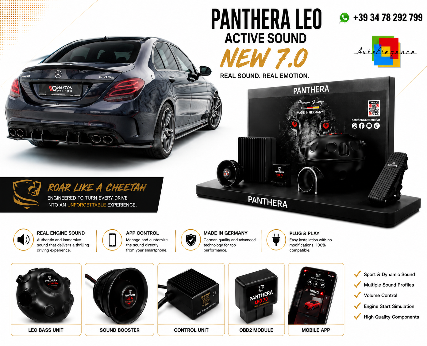 💕ART.2672 PANTHERA Soundsystem Booster 7.0 Mercedes-AMG C 43 Sedan W205💕