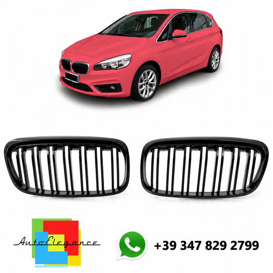 👉Griglia anteriore a doppia linea lucida nera adatta per BMW Serie2 F45 14-18👈