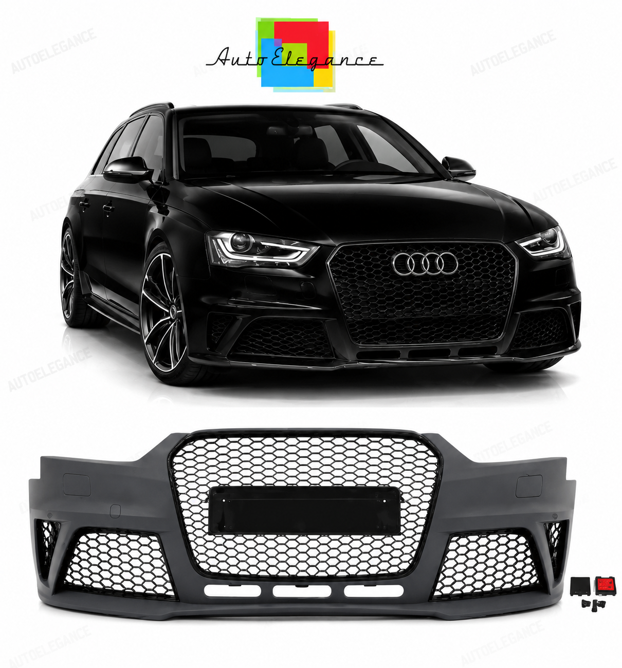💕PARAURTI ANTERIORE AUDI A4 B8 11-15 LOOK RS GRIGLIA NERA PDC SRA💕